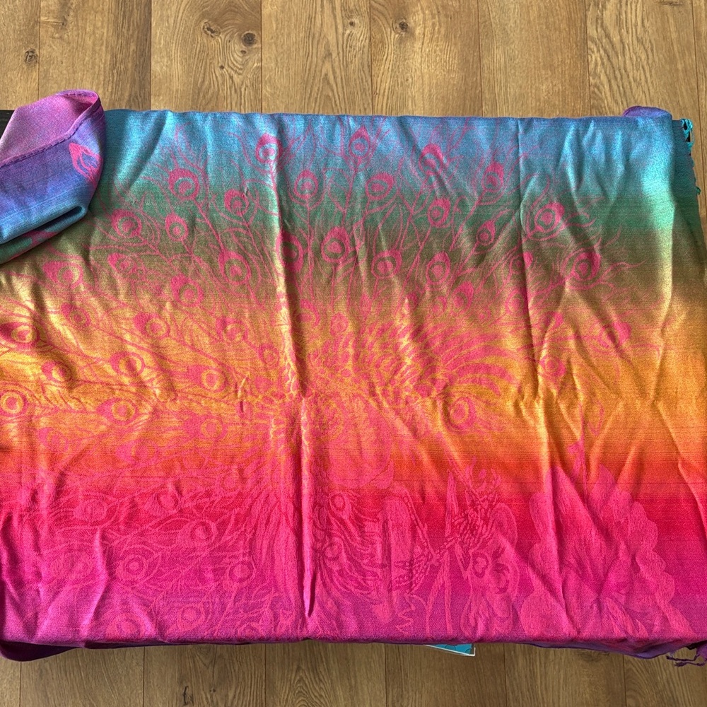 Colorful Peacock Patterned scarf